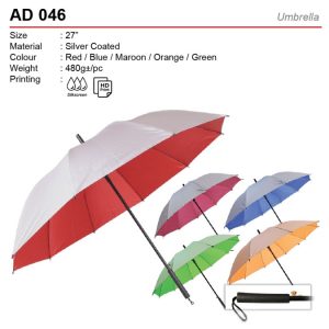 27 inch Silver Coated Umbrella (AD046)
