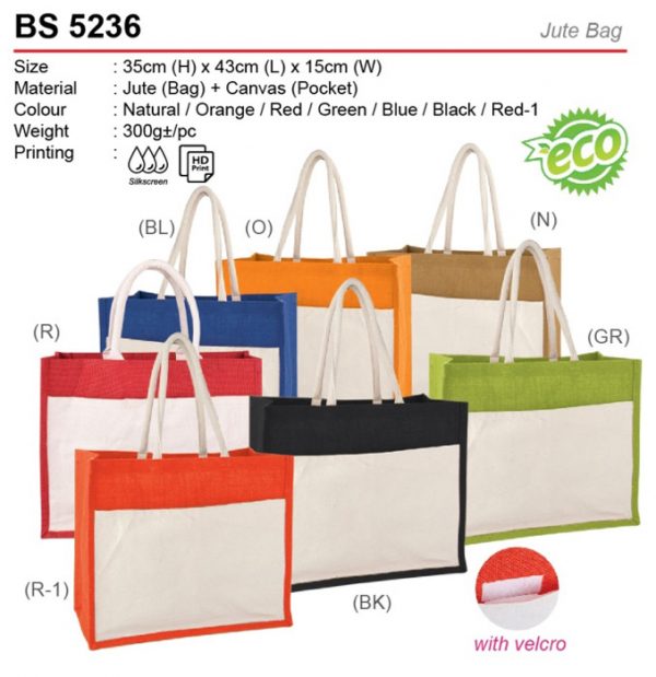A3 Size Jute Bag with Pocket (BS5236)