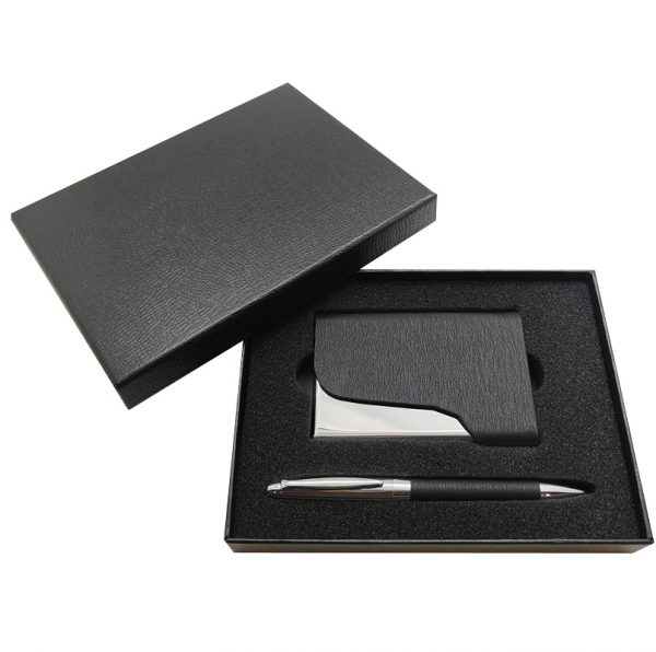 name card holder set black