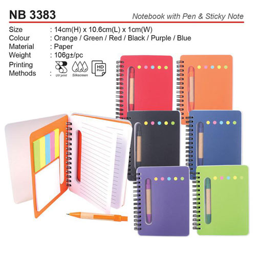 Notebook with pen & sticky note (NB3383)