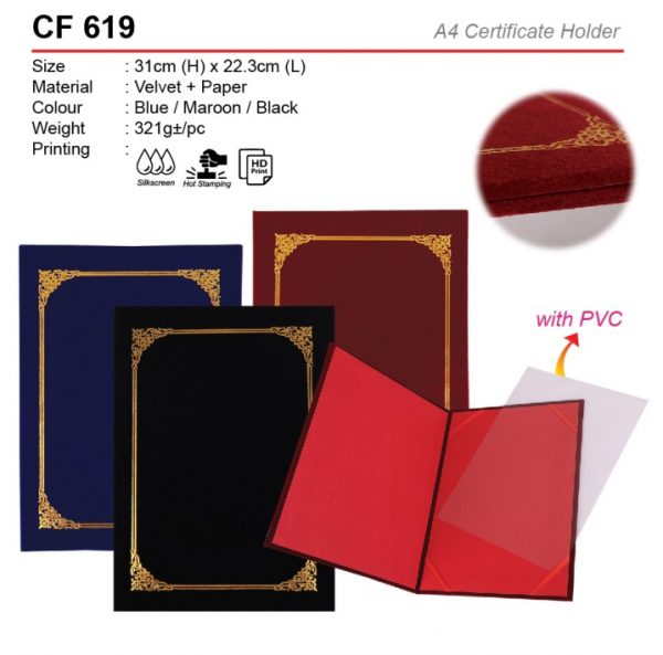 Velvet Certificate Holder (CF619)