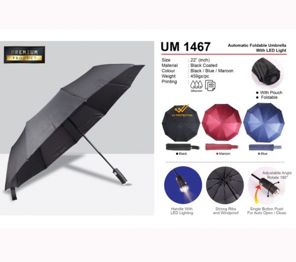 Foldable Umbrella with LED Light (UM1467)