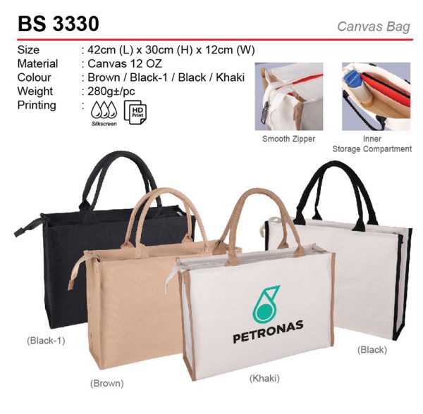 Canvas Bag with Zip (BS3330)